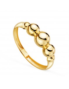 18K SORTIJA ORO AMARILLO CON CINCO BOLAS EN DISMINUCION. ANCHO: 5 5 MM