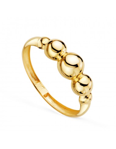 18K SORTIJA ORO AMARILLO CON CINCO BOLAS EN DISMINUCION. ANCHO: 5 5 MM