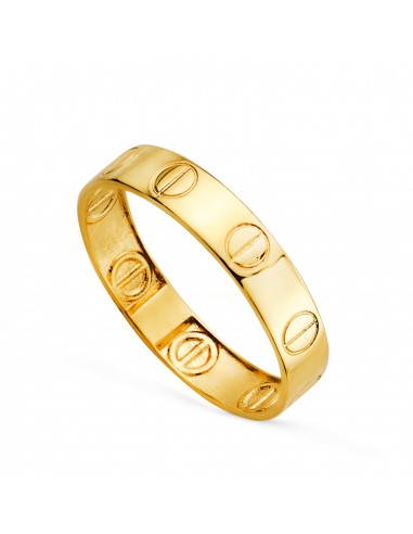 18K SORTIJA ORO AMARILLO LISA CON TORNILLOS EN BRILLO. ANCHO: 4 MM
