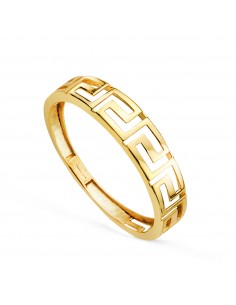 18K SORTIJA ORO AMARILLO LISA GRECA CALADA EN BRILLO. ANCHO: 4 MM