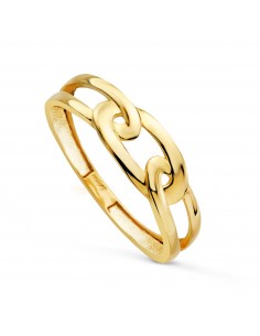 18K SORTIJA ORO AMARILLO LISA ESLABONES CALADOS. ANCHO: 6 MM