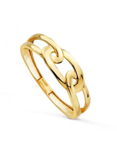18K SORTIJA ORO AMARILLO LISA ESLABONES CALADOS. ANCHO: 6 MM