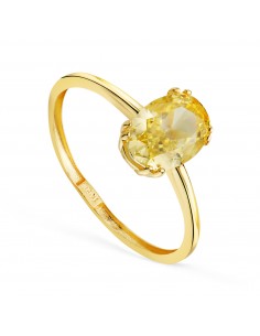 18K SORTIJA ORO AMARILLO PIEDRA ICE CUT YELLOW OVAL DE 8 X 6 MM.