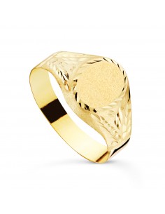 18K SELLO ORO AMARILLO CADETE HUECO. ZONA GRABADO OVAL: 9 X 7 MM