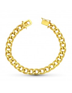 18K PULSERA ORO AMARILLO BARBADA HUECA 22 CM 9 MM