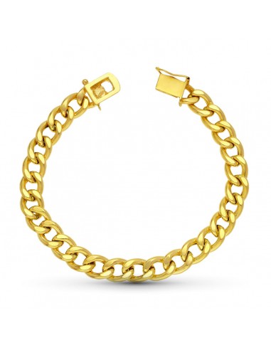 18K PULSERA ORO AMARILLO BARBADA HUECA 22 CM 9 MM