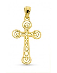 18K CRUZ ORO AMARILLO FILIGRANA 37X22 MM
