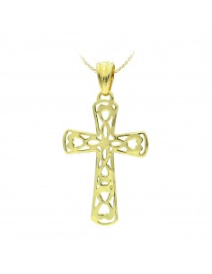 18K CRUZ ORO AMARILLO FILIGRANA 35X23 MM