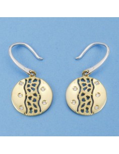 18K PENDIENTES REDONDOS CALADOS. 28 X 13 MM.