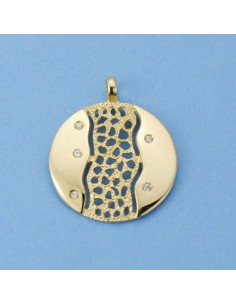 18K COLGANTE REDONDO CALADO. 26 X 22 MM.