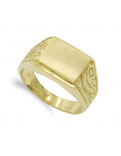 18K SELLO ORO AMARILLO CABALLERO MACIZO RECTANGULAR. ZONA GRABADO: 12MM