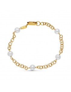 18K PULSERA ORO AMARILLO PERLA 16.5 CM