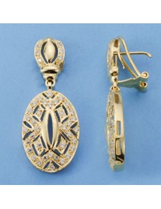 18K PENDIENTES CIRCONITAS. 40 X 16 MM.