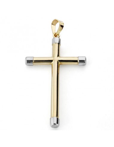 18K CRUZ HUECA LISA. 40 X 23 MM.