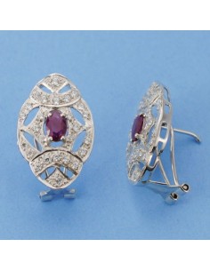 18K PENDIENTES PIEDRA FINA. 24 X 14 MM.