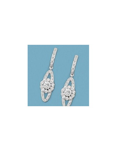 18K PENDIENTES ORO BLANCO Y CIRCONITAS