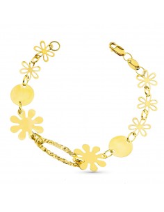 18K PULSERA FLORES. 19 CM. 4.70 GRS.