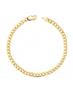 18K PULSERA ORO AMARILLO BARBADA PLANA HUECA  LARGO: 19CM