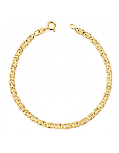 18K PULSERA ORO AMARILLO HUECA DOBLE ESLABON ANCHO: 3 5 MM. LARGO: 19CM