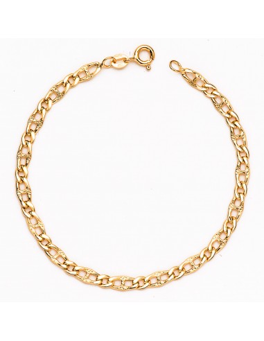 18K PULSERA ORO AMARILLO ESLABON ANCLA Y BARBADO ANCHO: 4 MM. LARGO: 19 5 CM