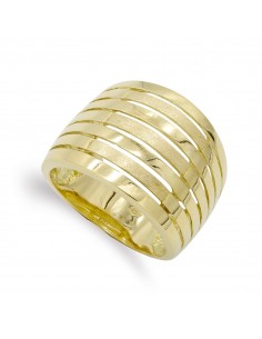 18K SORTIJA ORO AMARILLO MACIZA CALADA MATE Y BRILLO. ANCHO: 16 MM