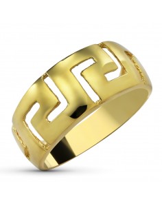 18K SORTIJA ORO AMARILLO GRECA CALADA BRILLO. ANCHO: 9 MM