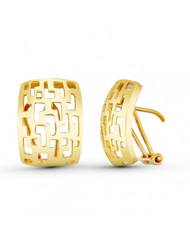 18K PENDIENTES ORO AMARILLO CALADOS CIERRE OMEGA