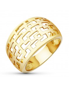 18K SORTIJA ORO AMARILLO MOTIVOS CALADOS EN BRILLO. ANCHO: 14 MM