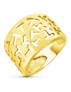 18K SORTIJA ORO AMARILLO MOTIVOS CALADOS EN BRILLO. ANCHO: 15 MM