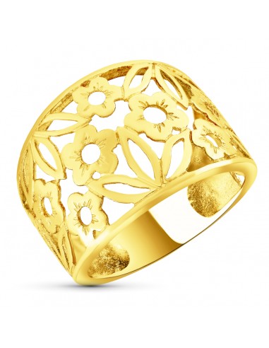 18K SORTIJA ORO AMARILLO FLORES CALADAS EN BRILLO. ANCHO: 16 5 MM