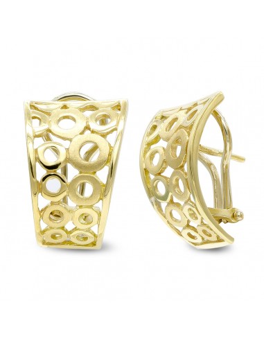18K PENDIENTES ORO AMARILLO CIRCULOS CALADOS CIERRE OMEGA