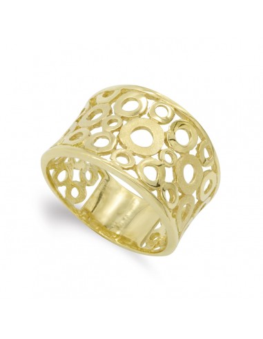 18K SORTIJA ORO AMARILLO MACIZA CIRCULOS CALADOS. ANCHO: 14 MM