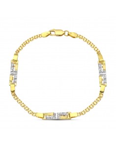 18K PULSERA ORO BICOLOR JUEGO DE COMUNION ESTERILLA Y CIRCONITAS