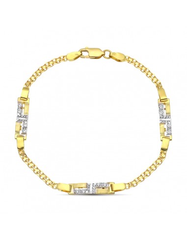 18K PULSERA ORO BICOLOR JUEGO DE COMUNION ESTERILLA Y CIRCONITAS
