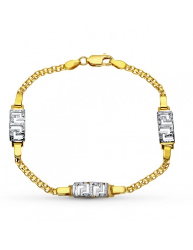 18k PULSERA ORO BICOLOR JUEGO COMUNION 4 CIRCONITA CADENA ESTERILLA