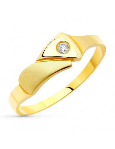 18K SORTIJA ORO AMARILLO MOTIVO MATE Y BRIILO CON CIRCONITA. ANCHO: 5 5 MM