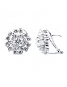 18K PENDIENTES CIRCONITAS 14 MM ORO BLANCO CIERRE OMEGA