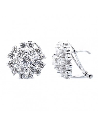 18K PENDIENTES CIRCONITAS 14 MM ORO BLANCO CIERRE OMEGA