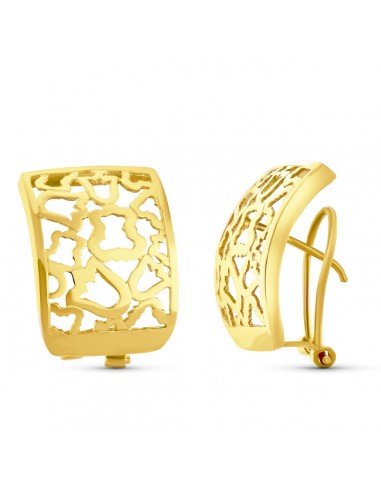 18K PENDIENTES ORO AMARILLO CALADOS OMEGA 20X15 MM CIERRE OMEGA