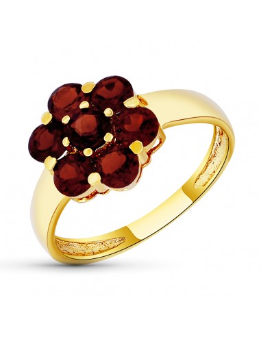 18K SORTIJA ORO AMARILLO CUAJO CON GRANATES. ANCHO: 11 MM
