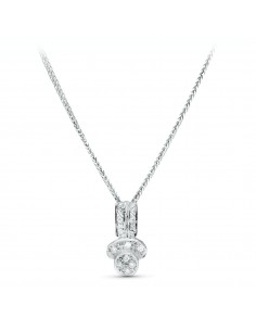 18K GARGANTILLA ORO BLANCO JUEGO NOVIA CIRCONITA 45CM CENTRO 16X8 MM