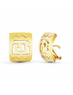 18K PENDIENTES ORO AMARILLO CALADOS 20X15 MM CIERRE OMEGA