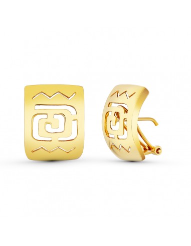 18K PENDIENTES ORO AMARILLO CALADOS 20X15 MM CIERRE OMEGA