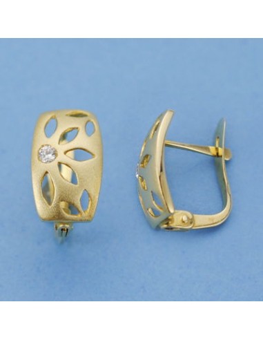 18K PENDIENTES FLOR CALADA. 12 X 7 MM.