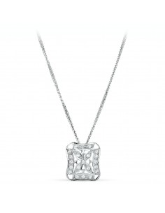 18K GARGANTILLA ORO BLANCO JUEGO NOVIA 45CM MOTIVO 17X17 MM