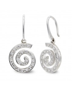 18K PENDIENTES ORO BLANCO CIRCONITA ESPIRAL. 15X13 MM CIERRE GANCHO