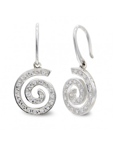 18K PENDIENTES ORO BLANCO CIRCONITA ESPIRAL. 15X13 MM CIERRE GANCHO
