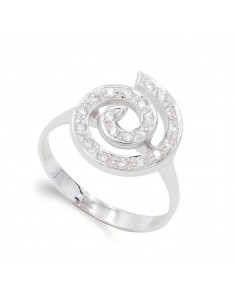 18K SORTIJA ORO BLANCO Y CIRCONITA ESPIRAL. ANCHO: 14 5 MM