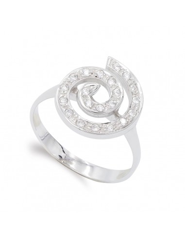 18K SORTIJA ORO BLANCO Y CIRCONITA ESPIRAL. ANCHO: 14 5 MM