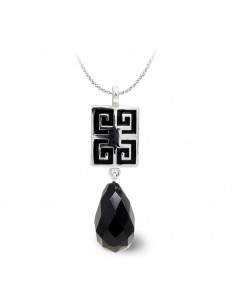 18K COLGANTE ORO BLANCO ONIX PERA